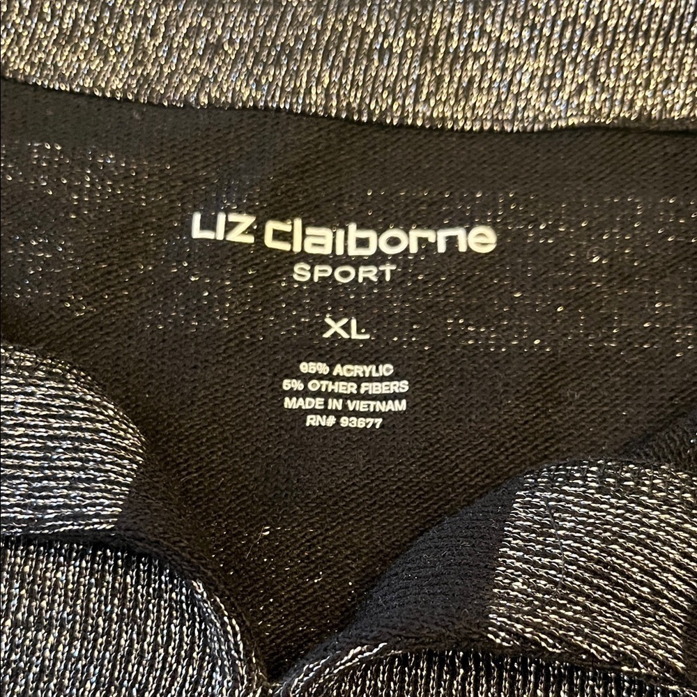 Liz Claiborne Sport Black and Silver Knit Top size XL - Picture 4 of 7